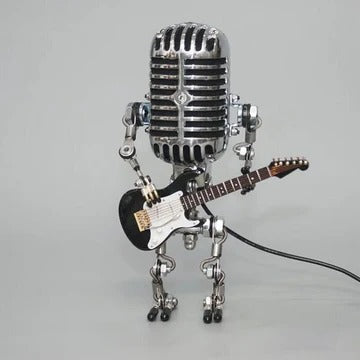 Lisslune | Vintage Metal Microphone Robot With Guitar Lamp