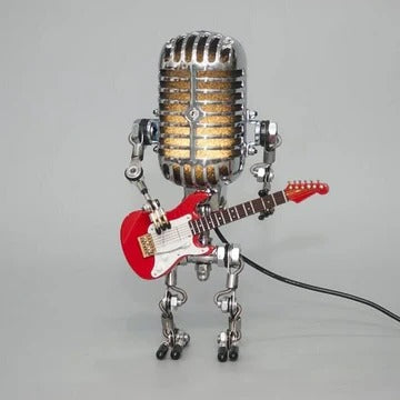 Lisslune | Vintage Metal Microphone Robot With Guitar Lamp