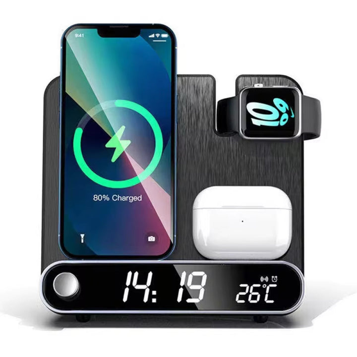 Lisslune | 3-in-1 Charging Station: Alarm Clock with iPhone Charger, Watch Stand, and Phone Charging Dock for Apple Devices