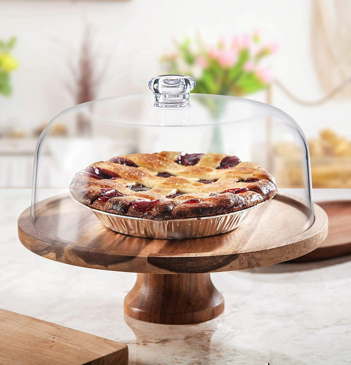 Lisslune | Cake Stand Cake Plate Serving Platter, Acacia Wood