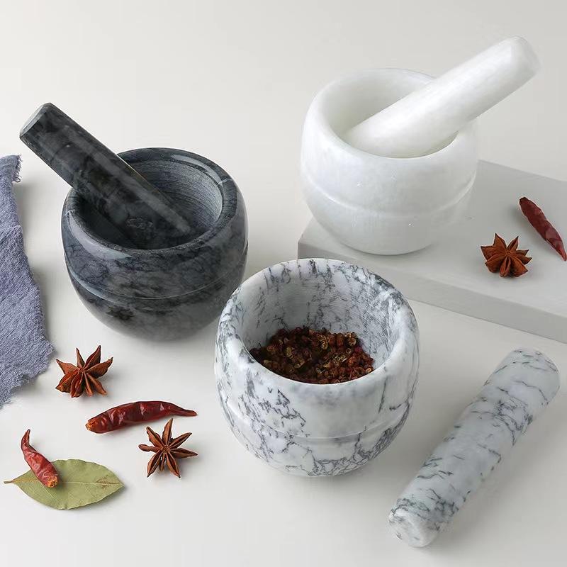 Lisslune | Marble Mortar and Pestle;  
Size: 13*13*9cm;  
Pestle: R5*15cm;