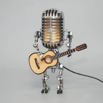 Lisslune | Vintage Metal Microphone Robot With Guitar Lamp