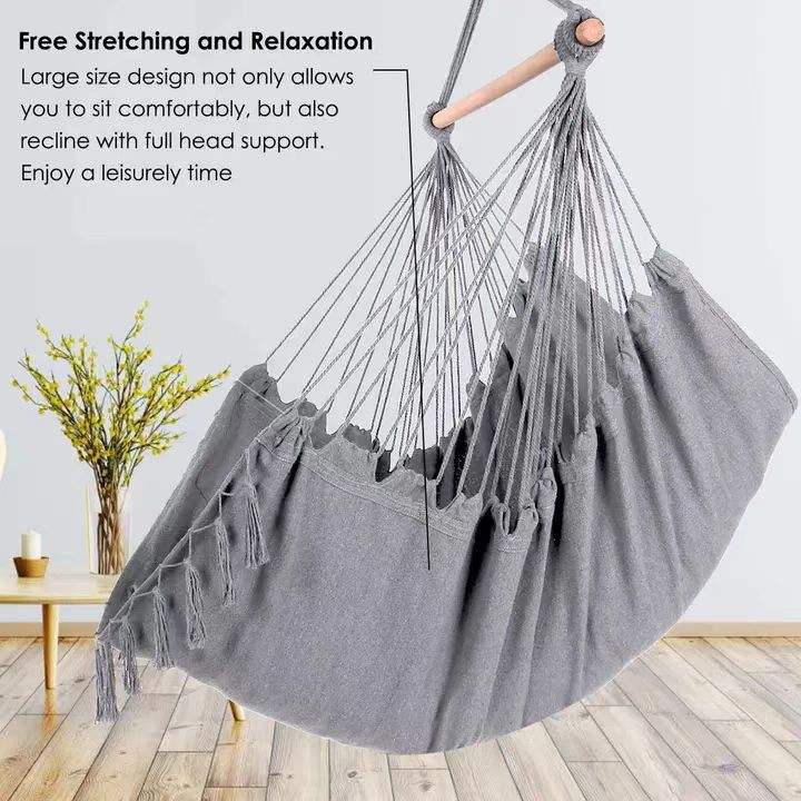 Lisslune | Comfortable Hanging Chair with Soft Cushions - Indoor/Outdoor Hanging Swing for Relaxation and Leisure - Durable Cotton Fabric, including Hanging Material