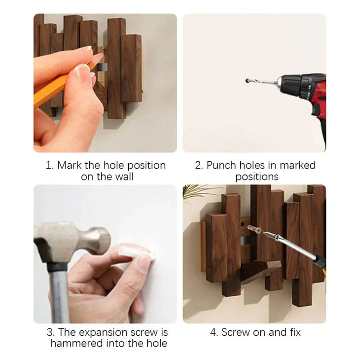 Lisslune | Wall coat rack made of wood piano – Practical and elegant for organizing your entryway