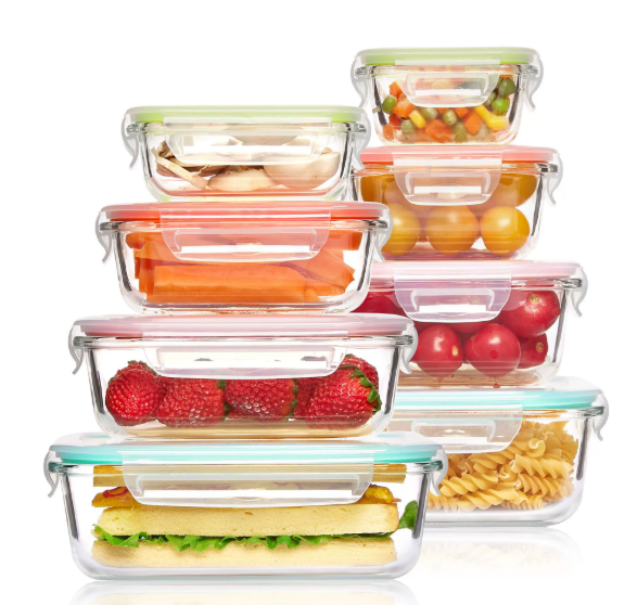 Lisslune | 8-piece set of glass food storage containers with lids