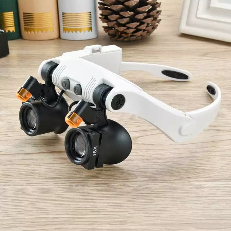 Lisslune | Jeweler Headband Magnifying Glass 8 Lens LED Light Glasses