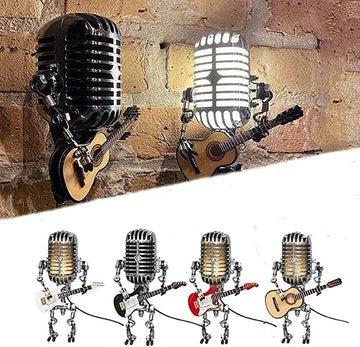 Lisslune | Vintage Metal Microphone Robot With Guitar Lamp