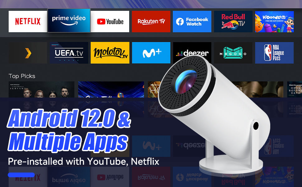 Lisslune | VisionCast 130X – Portable Mini Projector with Android 12 and 130 Inch Projection