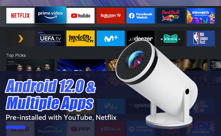 Lisslune | VisionCast 130X – Portable Mini Projector with Android 12 and 130 Inch Projection