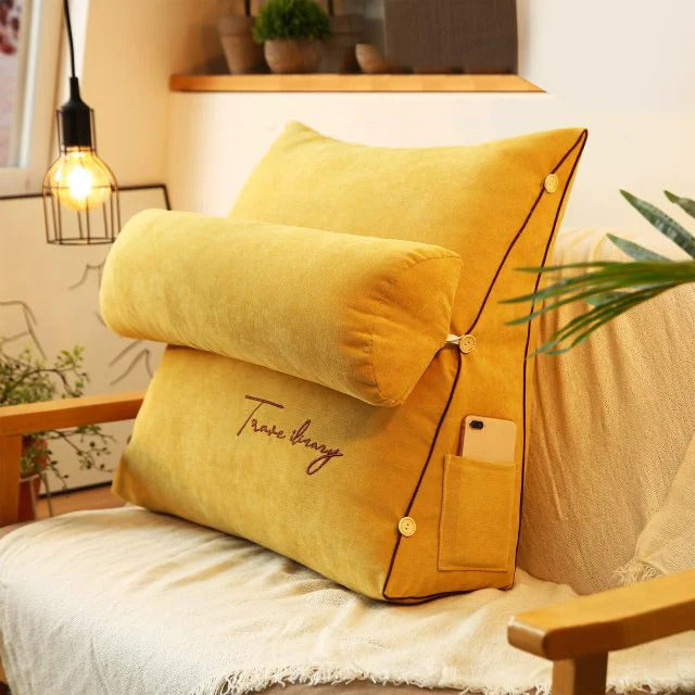Lisslune | Ergonomic Backrest Reading Pillow | Adjustable Neck Support, Removable Cover & Side Pockets for Comfort in Bed or Sofa