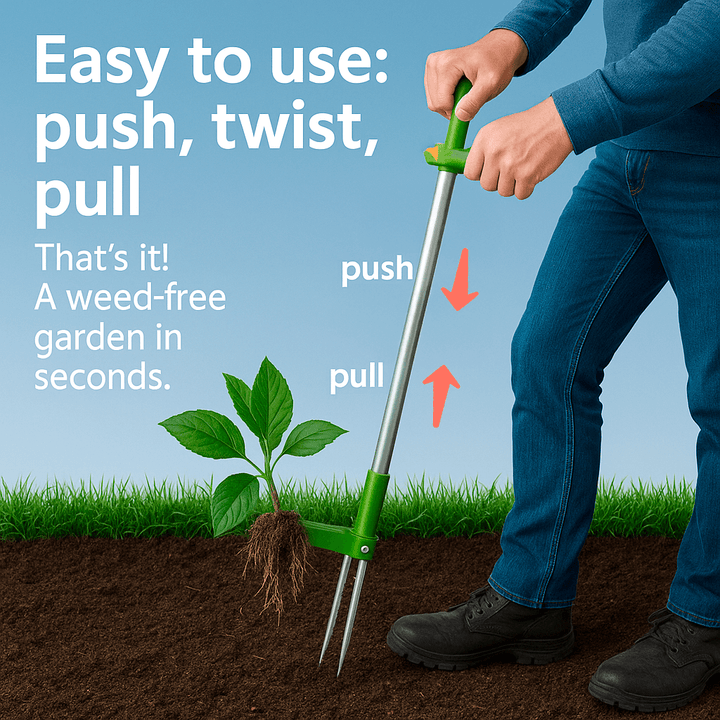 Lisslune | RootRipper Garden Weed Puller Tool - Heavy-Duty Handheld Weeder for Efficient Weed Removal in Lawns & Gardens