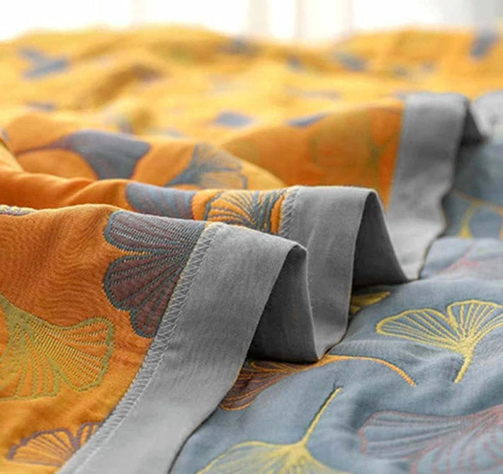 Lisslune | Ginkgo Leaf Throw Blanket