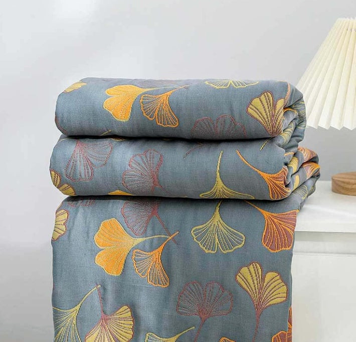 Lisslune | Ginkgo Leaf Throw Blanket