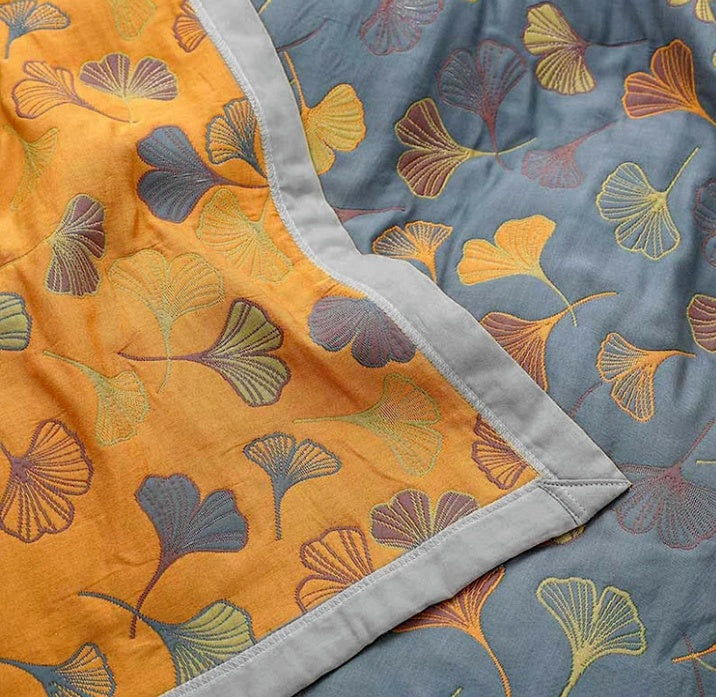 Lisslune | Ginkgo Leaf Throw Blanket