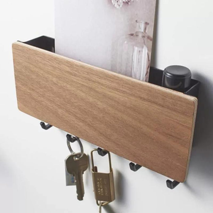 Lisslune | KeyOrganize Wood Key Holder Wall Shelf | Multifunctional & Stylish | Wall Decor & Storage
