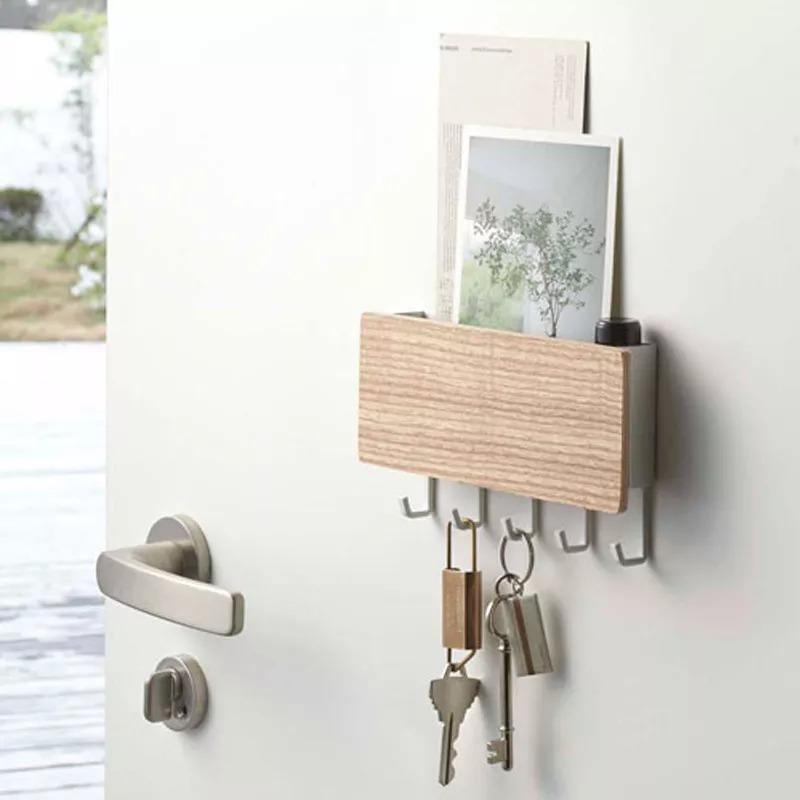 Lisslune | KeyOrganize Wood Key Holder Wall Shelf | Multifunctional & Stylish | Wall Decor & Storage