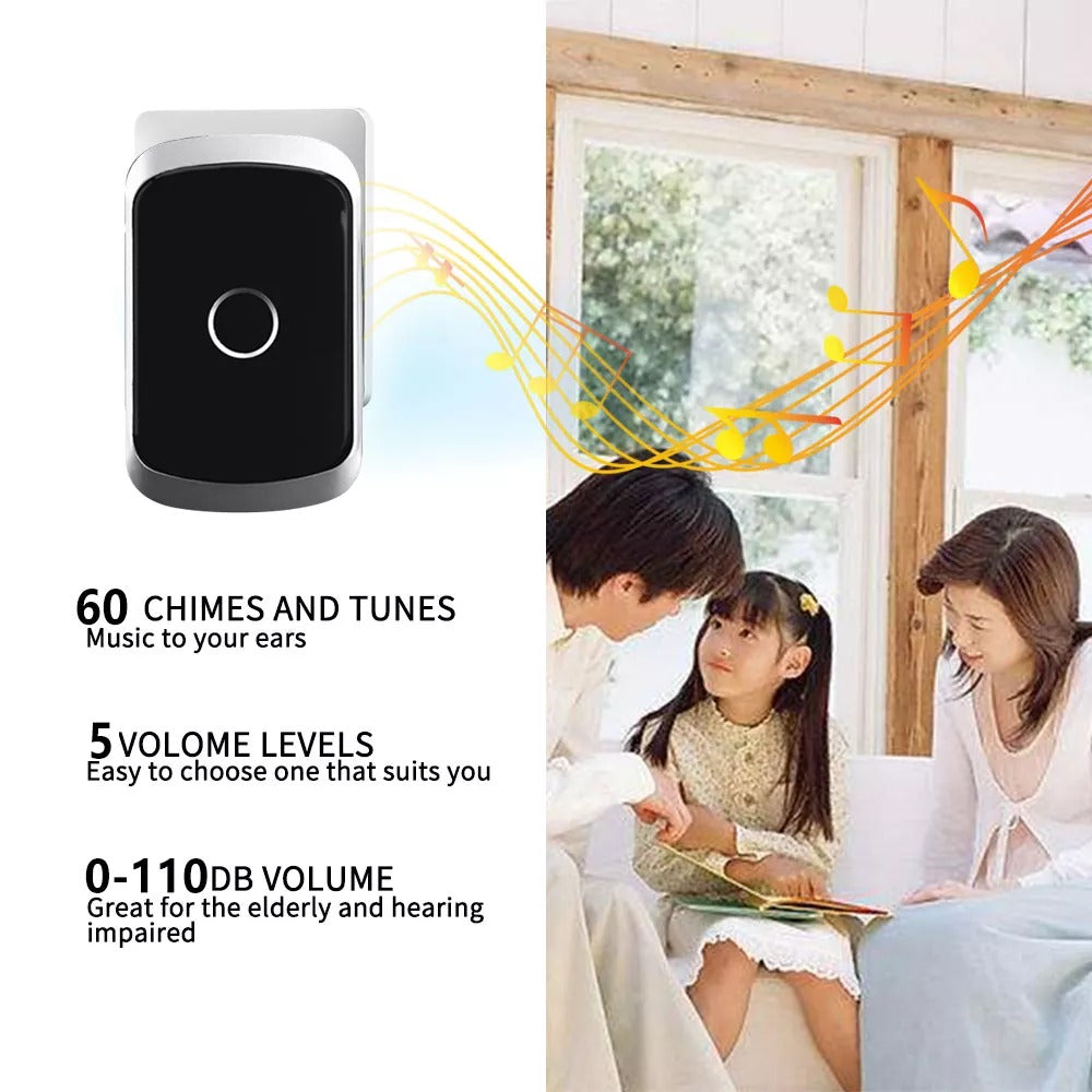 Lisslune | Wireless Waterproof Doorbell with LED Flash – Easy Installation, Adjustable Volume & 36 Chimes