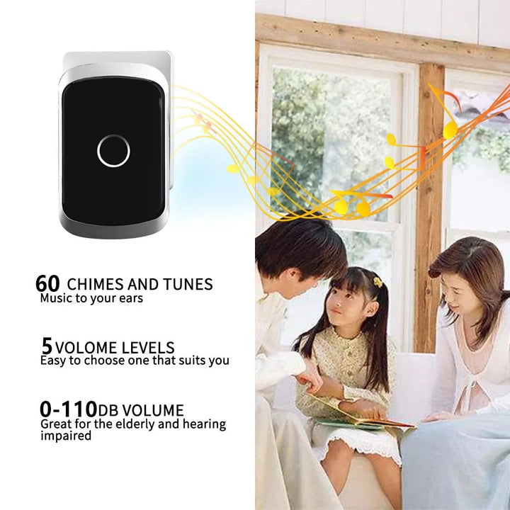 Lisslune | Wireless Waterproof Doorbell with LED Flash – Easy Installation, Adjustable Volume & 36 Chimes