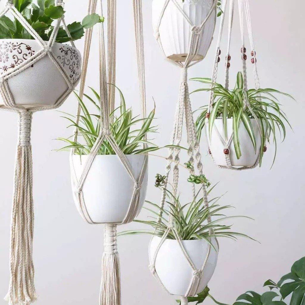 Lisslune | 4-piece handmade Boho macrame plant hanger set