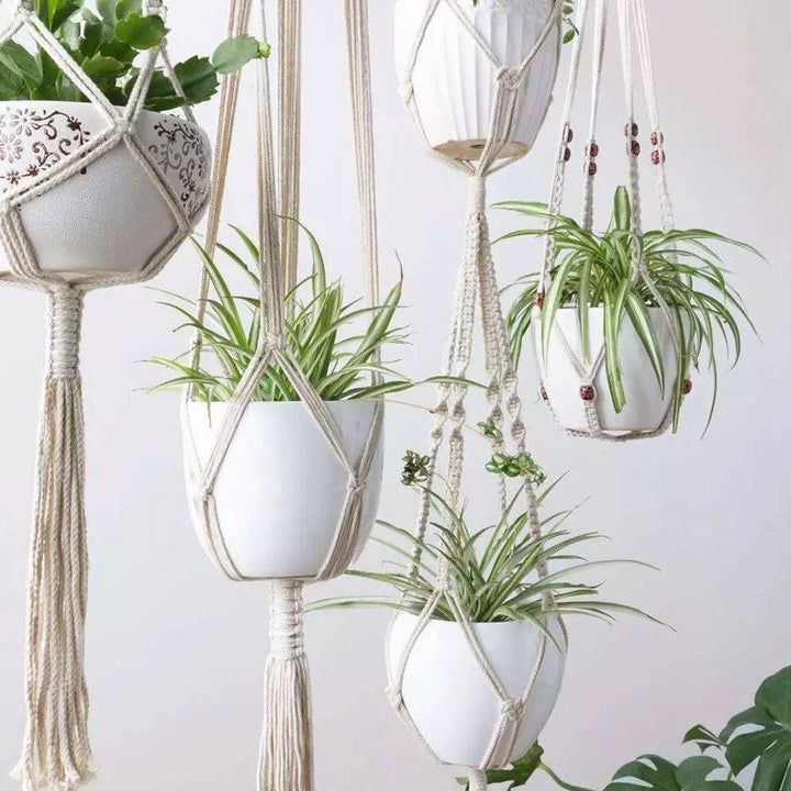 Lisslune | 4-piece handmade Boho macrame plant hanger set