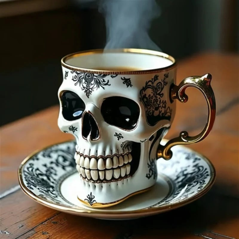 Lisslune | Gothic Skull Decorative Mug Noctura – Artistic Hand-Painted Skull Decoration