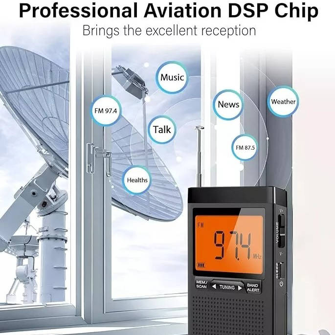 Lisslune | Portable AM/FM Pocket Radio with Weather Alerts and Digital Tuning