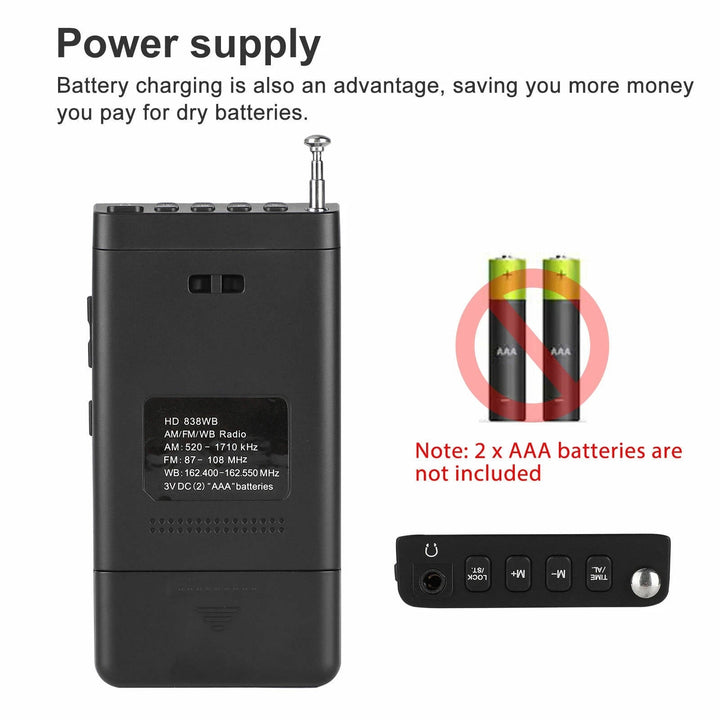 Lisslune | Portable AM/FM Pocket Radio with Weather Alerts and Digital Tuning