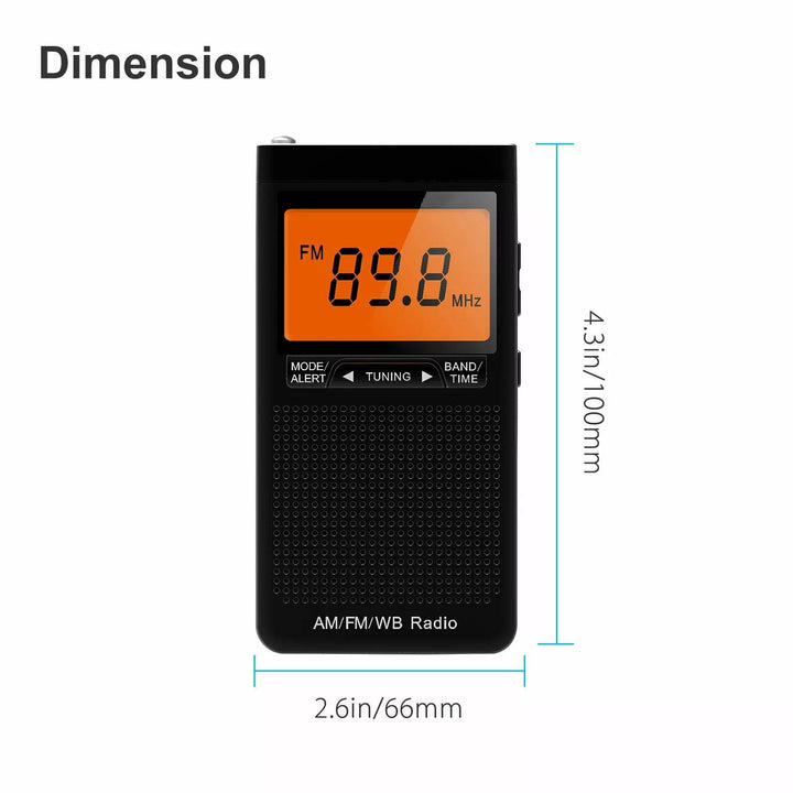 Lisslune | Portable AM/FM Pocket Radio with Weather Alerts and Digital Tuning