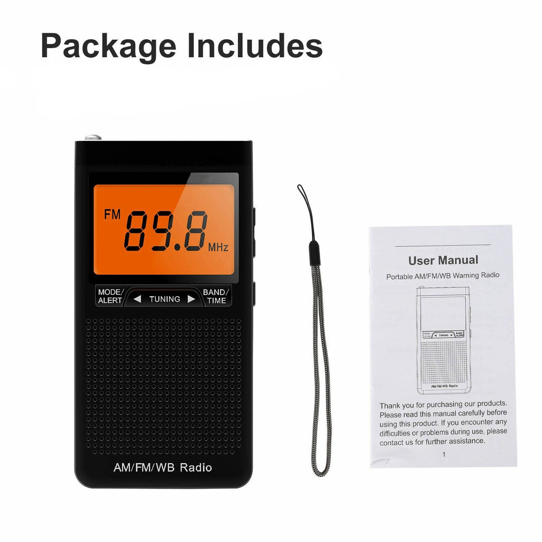 Lisslune | Portable AM/FM Pocket Radio with Weather Alerts and Digital Tuning