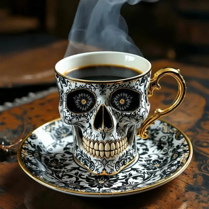 Lisslune | Gothic Skull Decorative Mug Noctura – Artistic Hand-Painted Skull Decoration