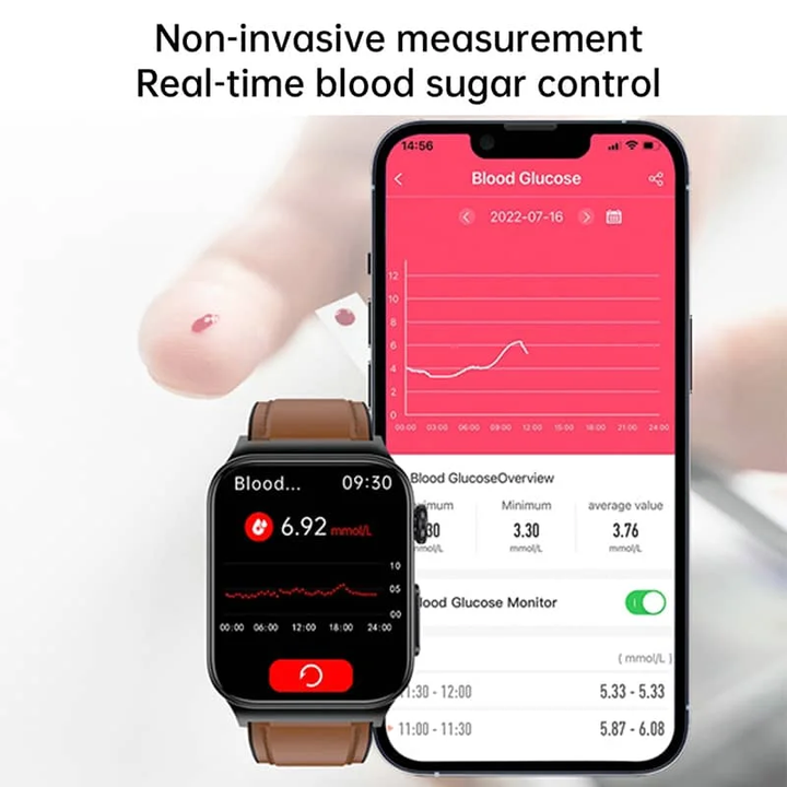Lisslune | All-in-One Health Monitoring Smartwatch with ECG & Blood Glucose Tracker
