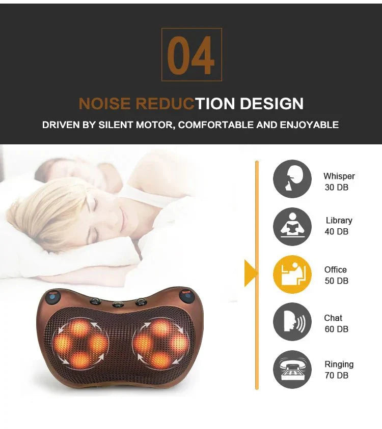 Lisslune | Heated Neck & Back Massager Pillow | Muscle Relaxation & Pain Relief