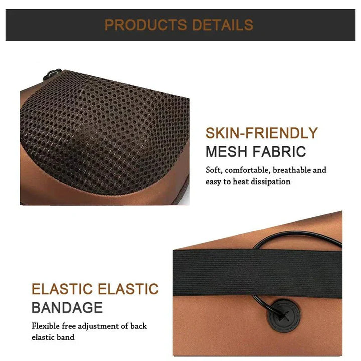 Lisslune | Heated Neck & Back Massager Pillow | Muscle Relaxation & Pain Relief