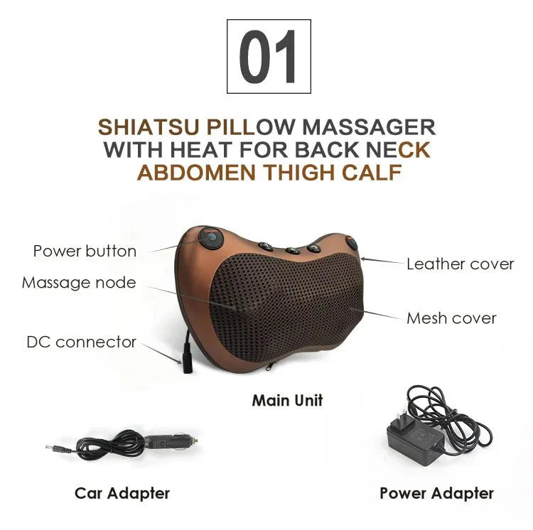 Lisslune | Heated Neck & Back Massager Pillow | Muscle Relaxation & Pain Relief