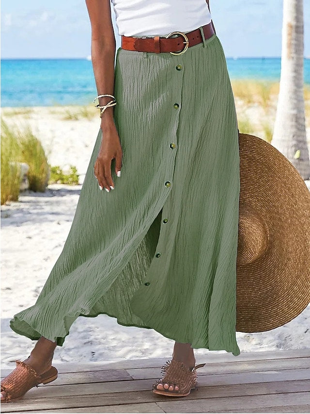 Lisslune | Elegant Long Linen Skirt for Women