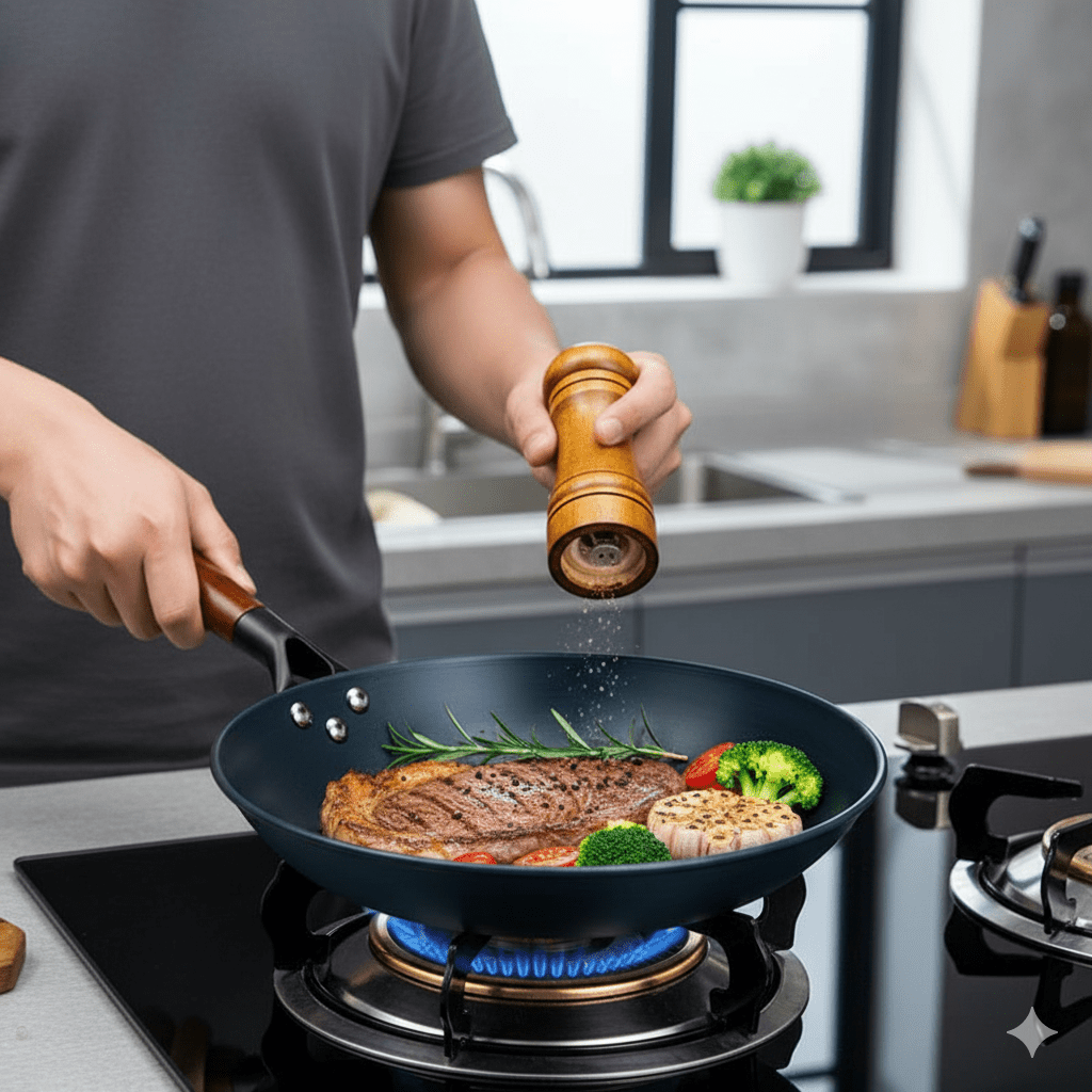 Lisslune | ForgeVerra Premium Cast Iron Skillet | Non-stick cast iron frying pan for healthy, even cooking