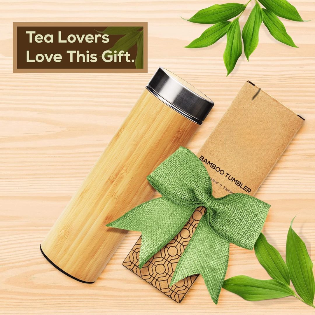 Lisslune | Isolated Premium Bamboo Loose Leaf Tea Infuser Bottle - 500ml
