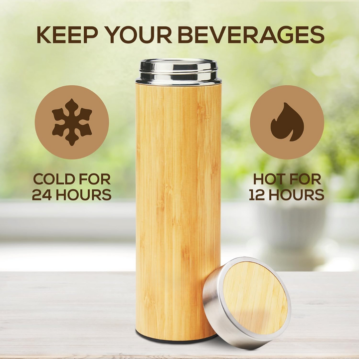 Lisslune | Isolated Premium Bamboo Loose Leaf Tea Infuser Bottle - 500ml