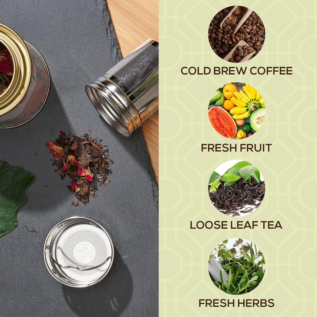 Lisslune | Isolated Premium Bamboo Loose Leaf Tea Infuser Bottle - 500ml