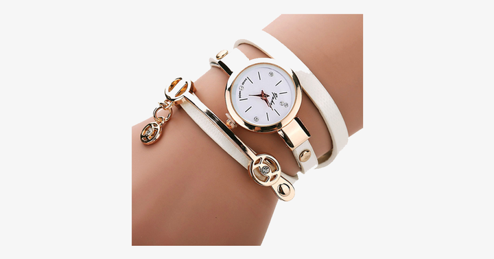 Lisslune | Gold Charm Wrap Watch - Multicolored vegan leather watch for stylish people