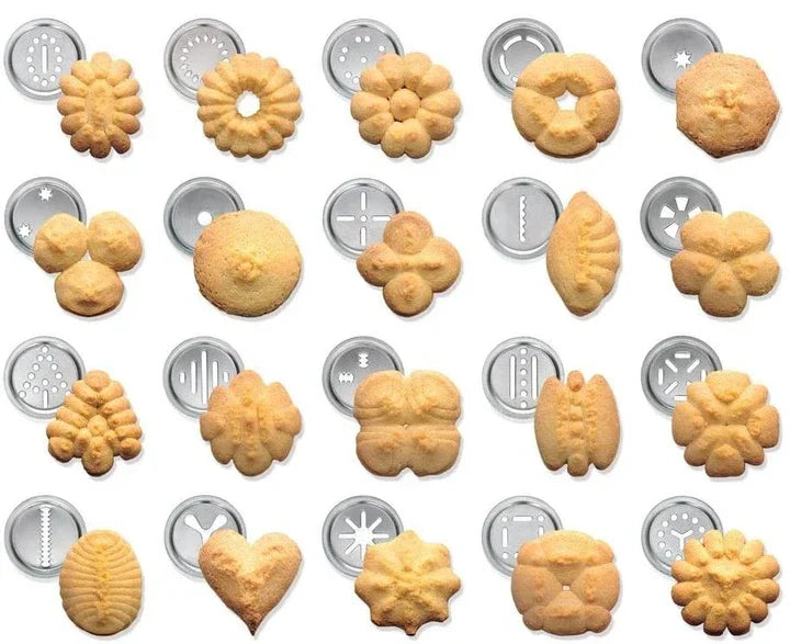 Lisslune | Cookie press made of stainless steel with attachments for creative cookies and pastries