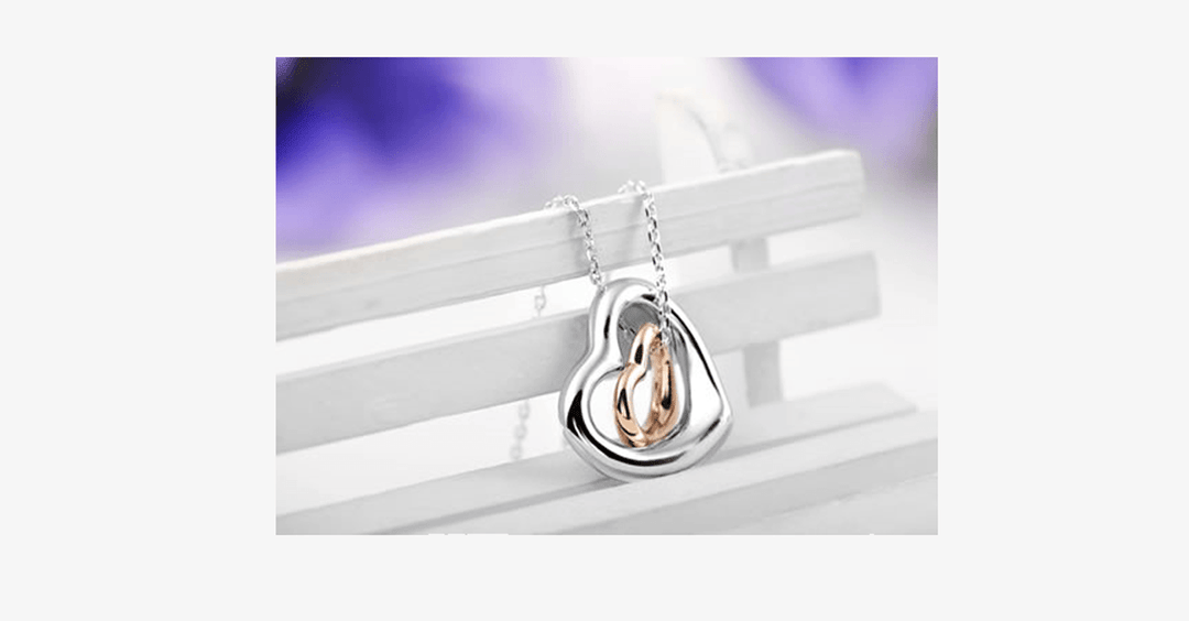 Lisslune | Double Heart Gold-Silver Coating Pendant - Fashionable Lobster Clasp Gold-Plated Pendant for You
