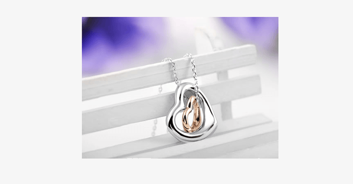 Lisslune | Double Heart Gold-Silver Coating Pendant - Fashionable Lobster Clasp Gold-Plated Pendant for You