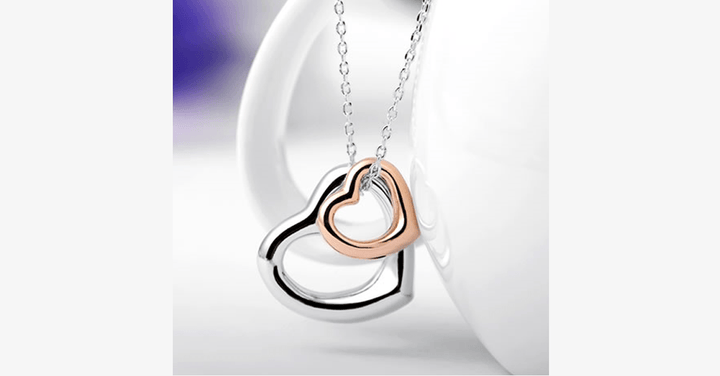 Lisslune | Double Heart Gold-Silver Coating Pendant - Fashionable Lobster Clasp Gold-Plated Pendant for You