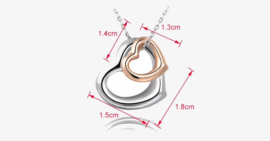 Lisslune | Double Heart Gold-Silver Coating Pendant - Fashionable Lobster Clasp Gold-Plated Pendant for You