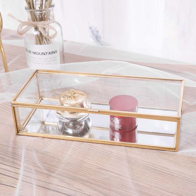 Rynx Elegance Gold Interior Glass Jewelry Box