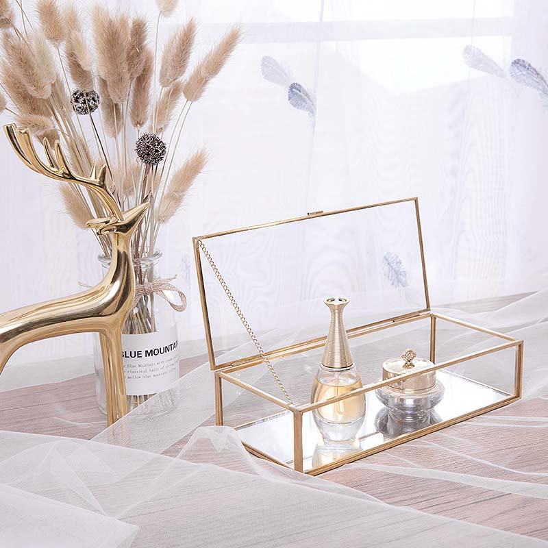 Rynx Elegance Gold Interior Glass Jewelry Box