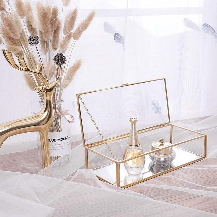 Rynx Elegance Gold Interior Glass Jewelry Box