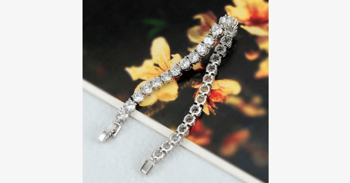 Lisslune | Diamond Eternity Bracelet in Silver Color - Round Cut Diamond Zircon Stones - Let You Look Stunning