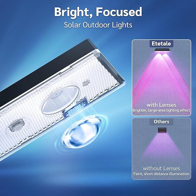 Lisslune | Solar fence lights outdoor warm white & RGB changing solar deck lights, LED solar lights for outdoor wall railing terrace stairs step garden backyard